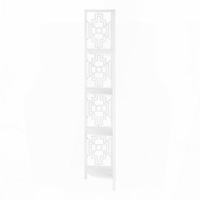 Bookshelf, Bookcase, Etagere, Corner, 4 Tier, 62"h, Office, Bedroom, White Laminate, White Metal, Transitional
