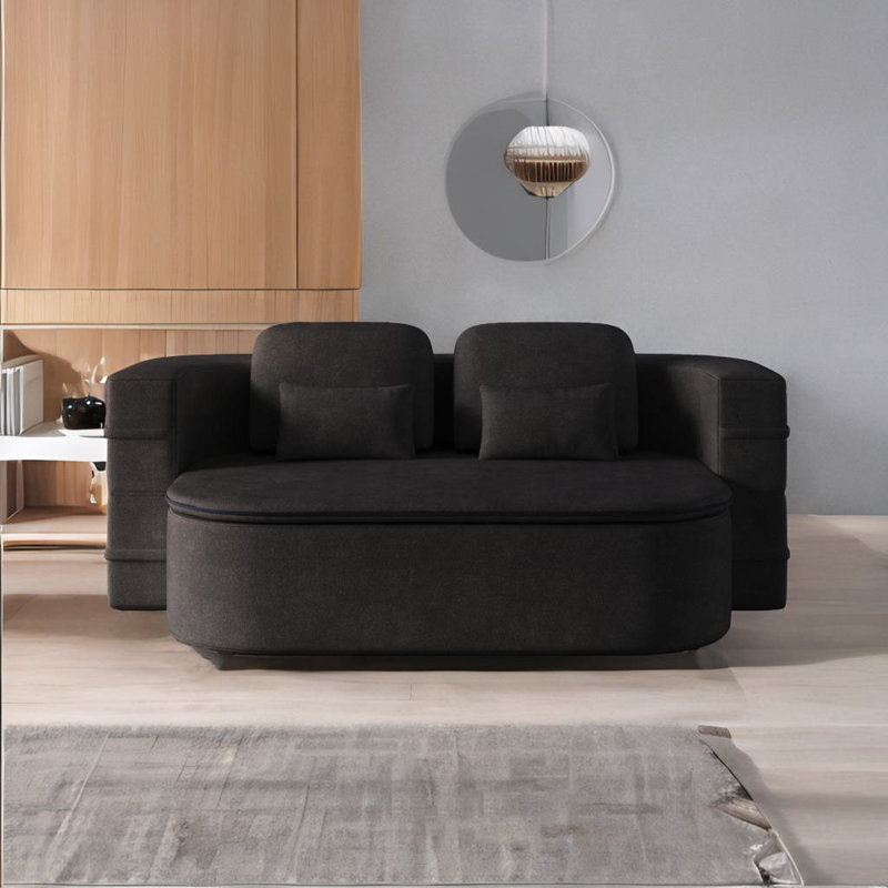 2-in-1 Foldable Sofa, Black