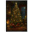 «Christmas Tree with Candlelight and Presents in Cozy Night Room», reproduction d'art sur toile encadrée dans la chambre principale-343177042-343177047