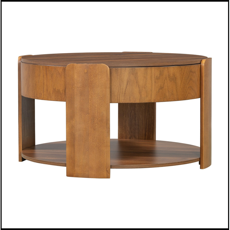 Plateau rond rond avec rangement caché, Brown