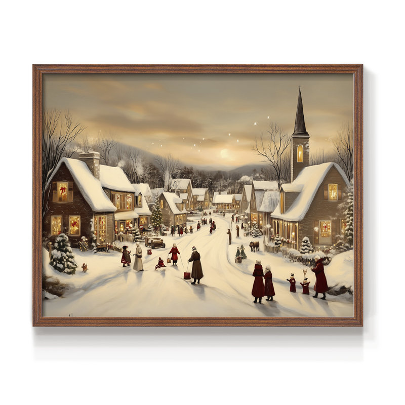 Chirstmas Art-CMLV -Framed Print - Restickable, H 11 po x l 14 po, Noyer