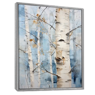 Bouleaux blancs, forêt, paysage d'hiver - arbre, art mural