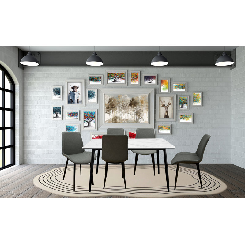 4 - Person Stone Top Four Leg Base Dining Set