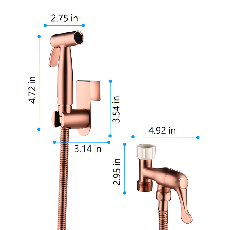 Handheld Toilet Bidet In Rose Gold Metal, Ensures Hygienic Cleaning With Variable Spray And Rust Protection For - Allows Customizable Settings Enhanced Hygiene Experience