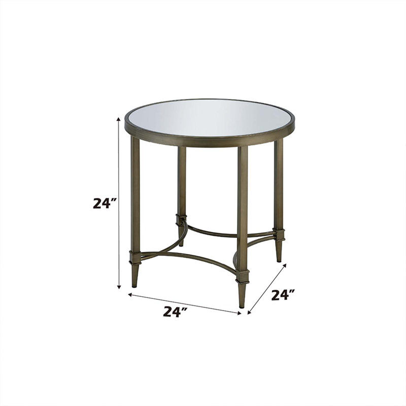 Table de bout Aditya, finition miroir et laiton antique