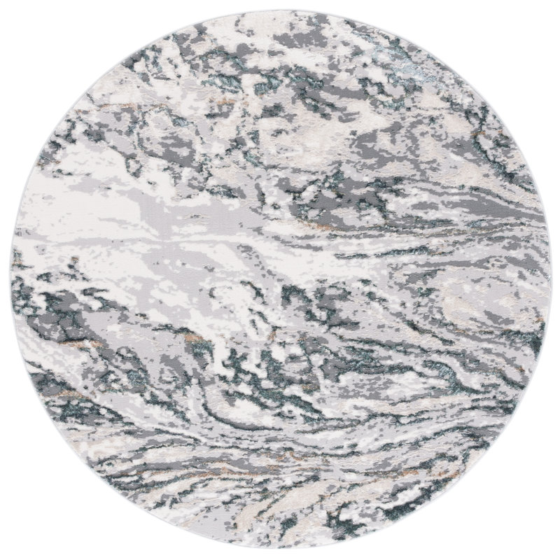 Joonyoung 100 Performance Geometric Rug, Round 6'7"
