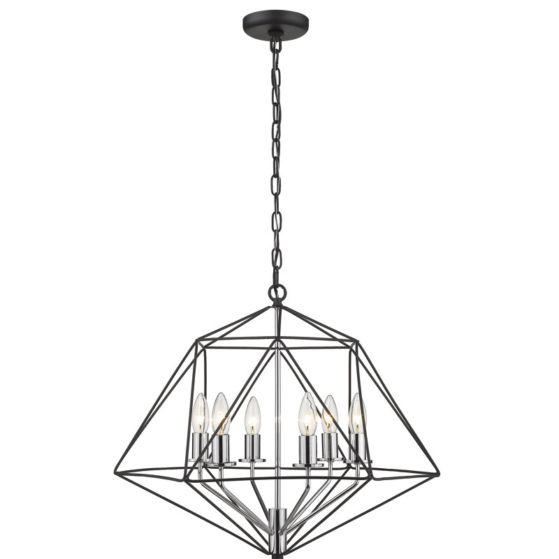 Luminaire suspendu géométrique 6 lumières Kiel, H 19,25 po x l 22,25 po x P 22,25 po