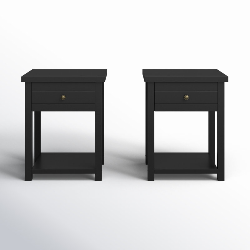 Kiara 18.5" W 1-Drawer Nightstand , Black