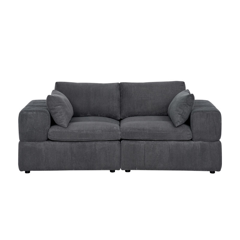 Paulberghwa Corduroy Loveseat, Dark Grey
