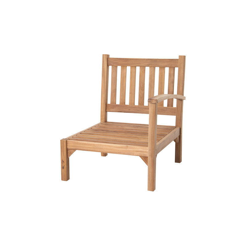 Huntington Teak Outdoor Right Arm Lounge Chair with Sunbrella Cushions, Granite