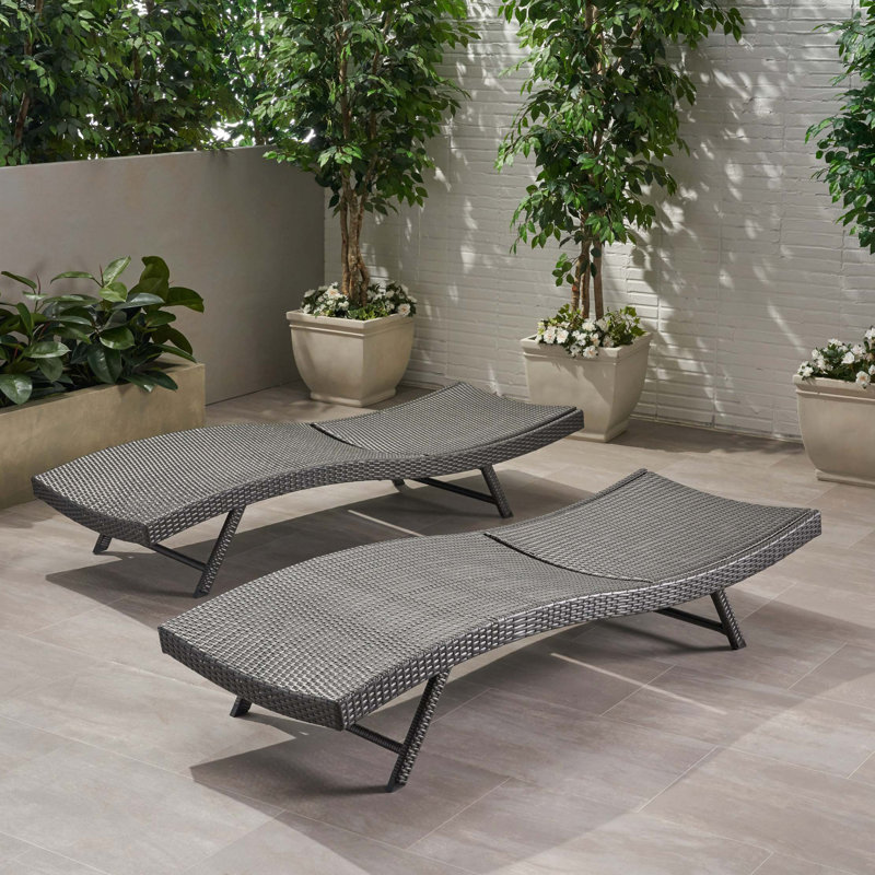 Chaise longue en osier Kauai Pe, Gris