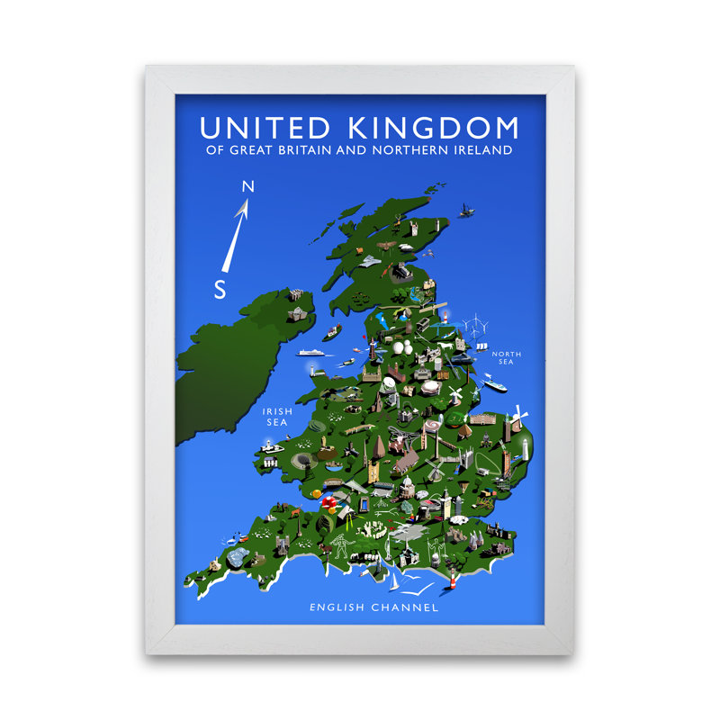United Kingdom by Richard O'Neill - Print, White Framed, 42cm H x 29.7cm W x 3cm D