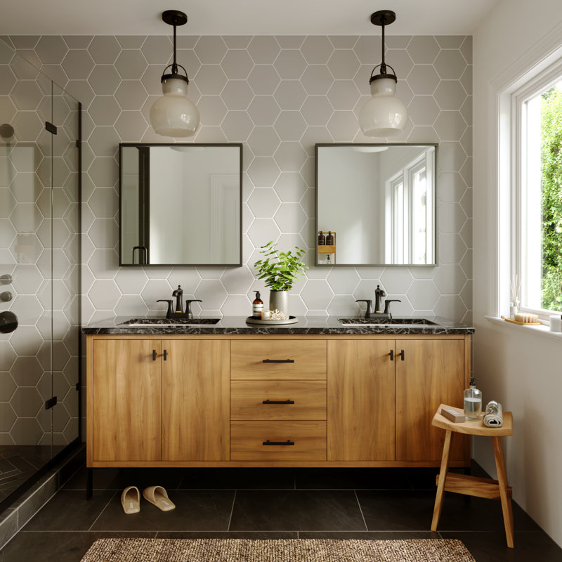 Poêle à bois Karran Robinet pour salle de bain à 2 poignées Centreset avec bonde escamotable assortie, Noir mat