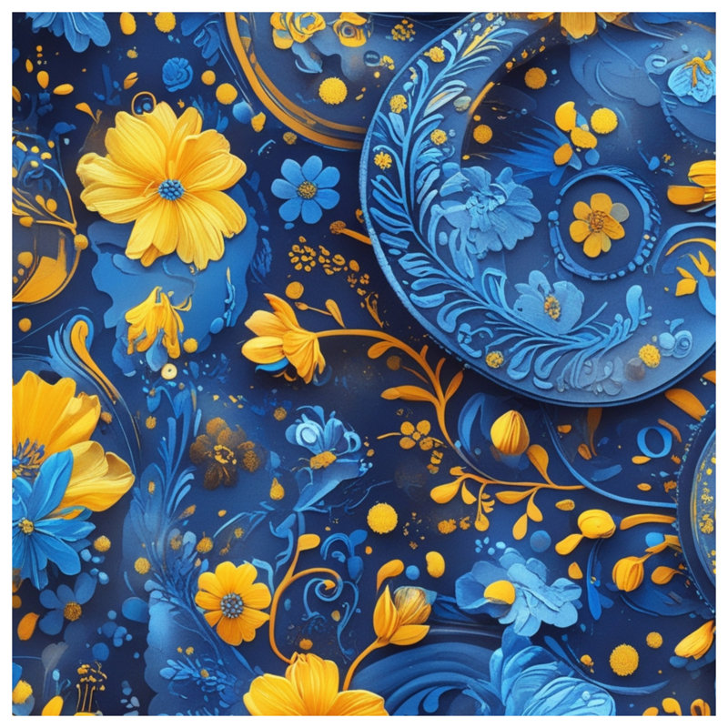Couvertures à motif floral bleu et jaune, 50in W x 60in H