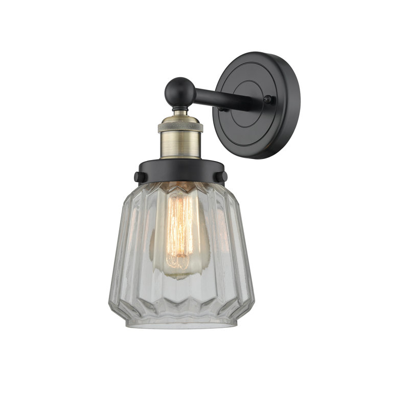 Carlinville Armed Sconce, Clear, Black Antique Brass