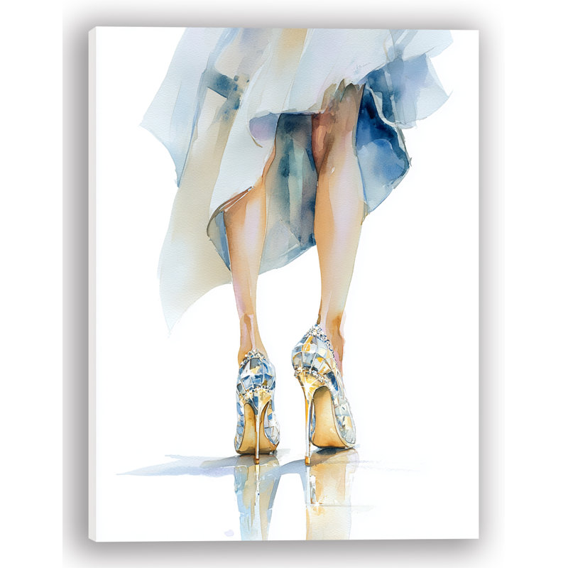 Crystal Heel Elegance Wrapped Canvas Wall Art