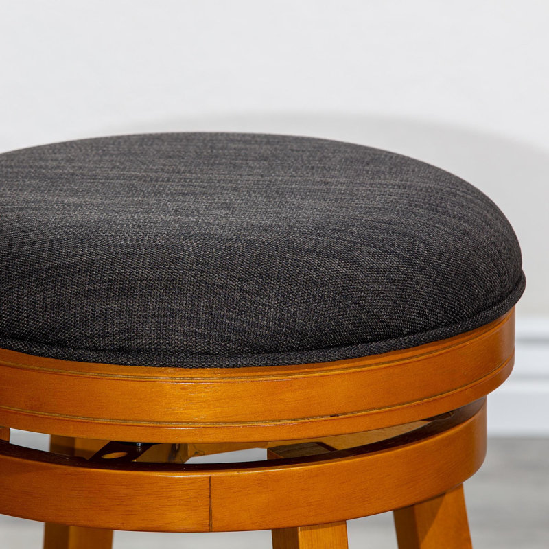 Tabouret 30 ", finition naturelle, siège en tissu gris anthracite, Siège gris anthracite / cadre naturel