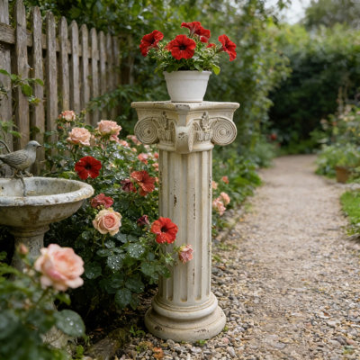 Support pour plantes sur piédestal en forme de colonne romaine de 73,5 cm de hauteur, avec base. Pilier romain, colonne grecque, statue en oxyde de magnésium, sculpture sur piédestal, pour décoration intérieure et extérieure (mariage, anniversaire, fête).