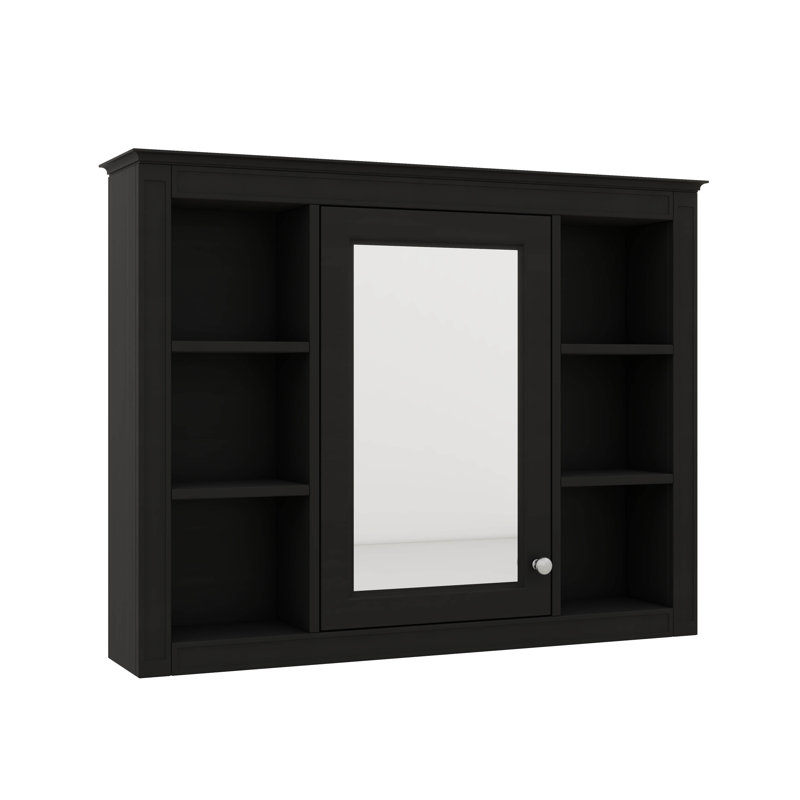 Armoire à pharmacie de 35 po x 27,5 po, armoire de rangement murale avec miroir, armoire à miroir avec 6 tablettes ouvertes