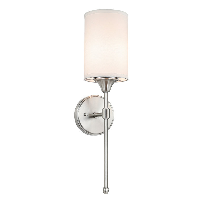 Anntoinette Wall Sconce Lighting, Vintage 1 Light Bathroom Sconce Vanity Light With Fabric Shade, Brushed Nickel