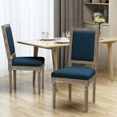 2 chaises de salle à manger bleu marine - siège confortable, 2 chaises bleues, revêtement en tissu, base stable