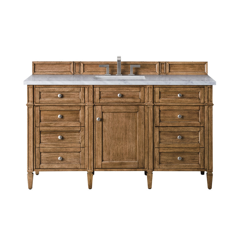 Brittany 60'' W Single Vanity, Saddle Brown, Eternal Jasmine Pearl