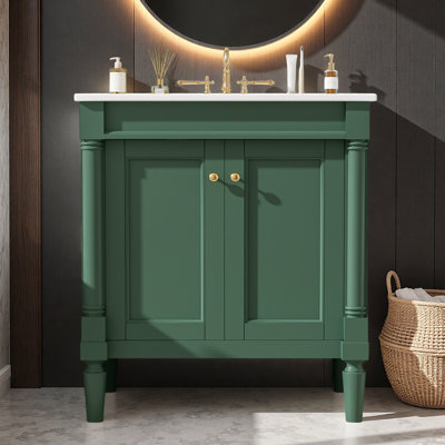 30" Single Bathroom Vanity with Ceramic Top