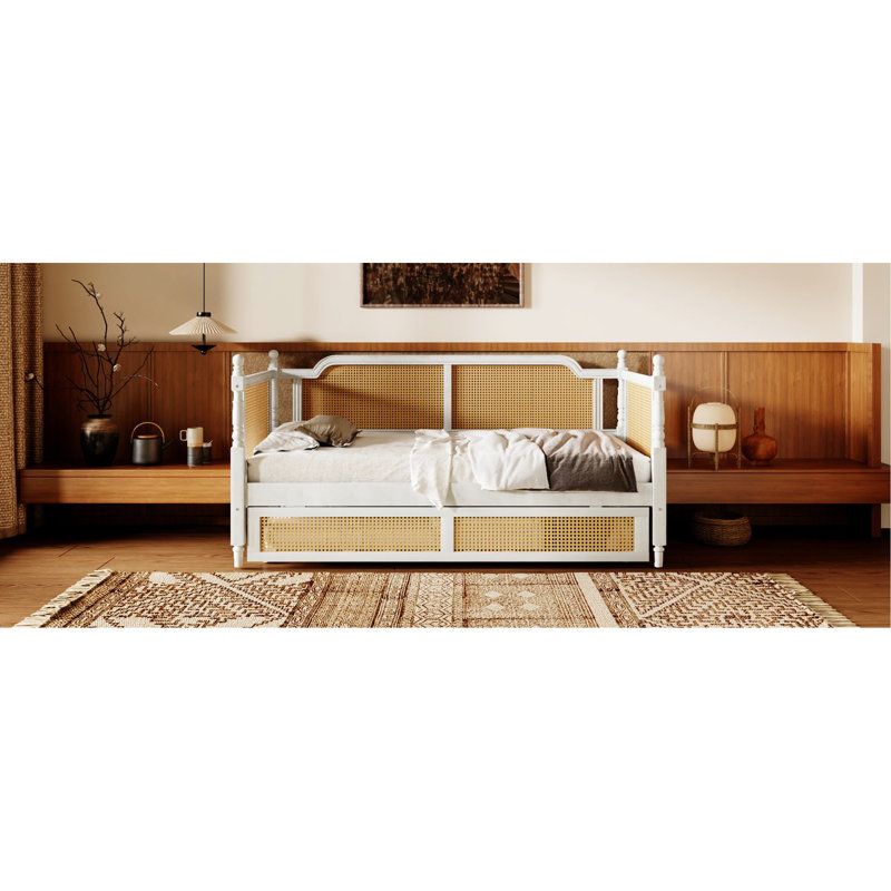 Traditional Rattan Daybed With Dual Drawers For Space Optimization
