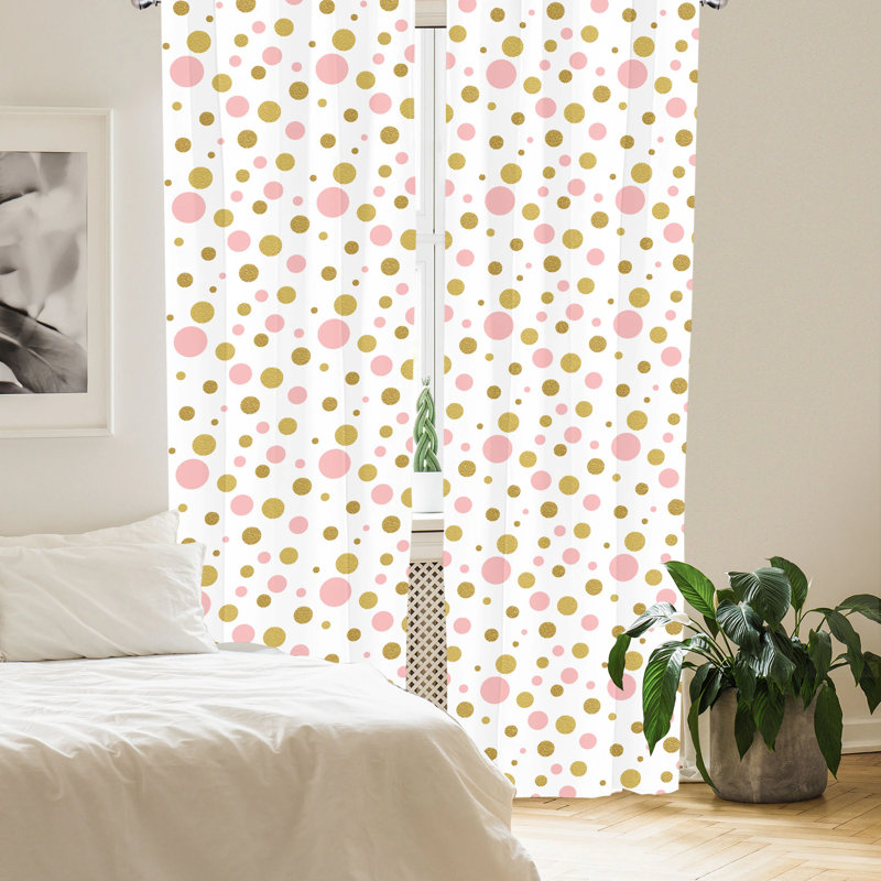 Polka Dots Semi-Sheer Rod Pocket Curtain Panels, 28" x 63"
