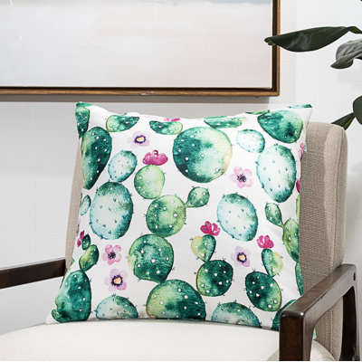  Round Cactus Floral Throw Pillow