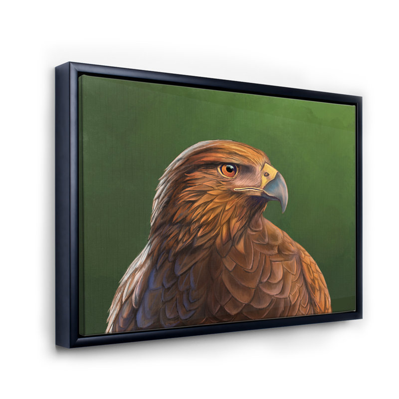 Portrait d'un oiseau Hawk - impression sur toile, H 16 po x l 32 po x p 1 po, Cadre noir