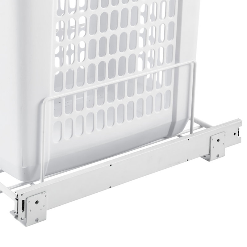 White Polymer Pullout Laundry Hamper with Full Extension Slides
