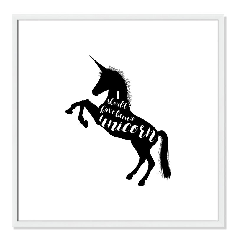«Aurait dû être une licorne», art encadré, H 26,5 po x l 26,5 po x P 1,18 po, Cadre blanc