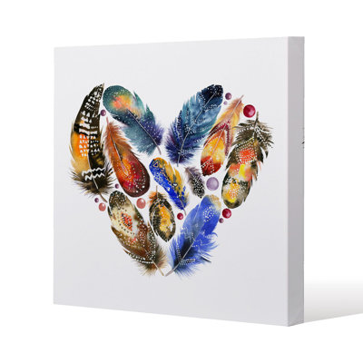 Boho tribal heart Slim Style Canvas Print, 15mm Slim Real wood.