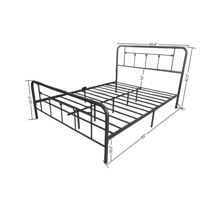 Lit plateforme en métal Nelya, Noir, Grand