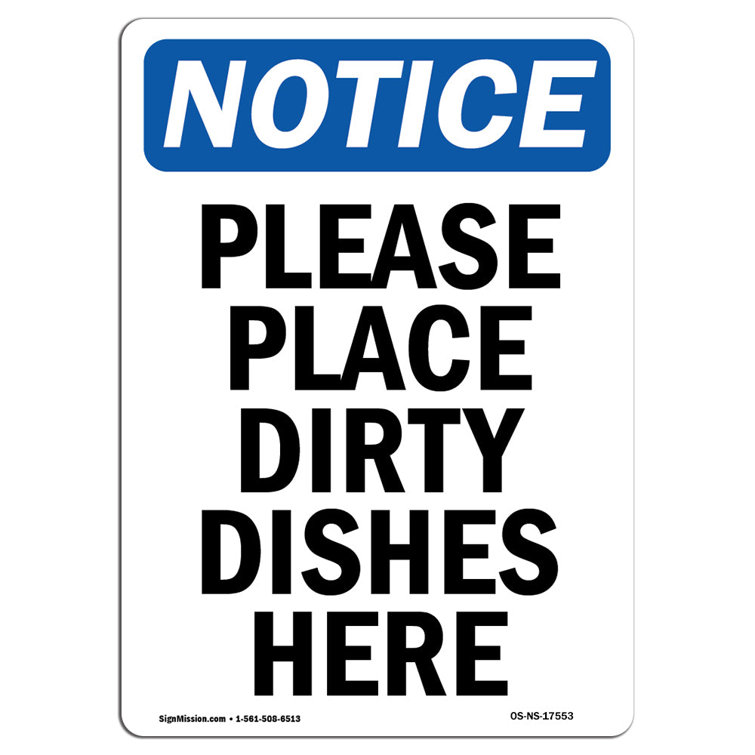 Signmission Please Place Dirty Dishes Here Sign 