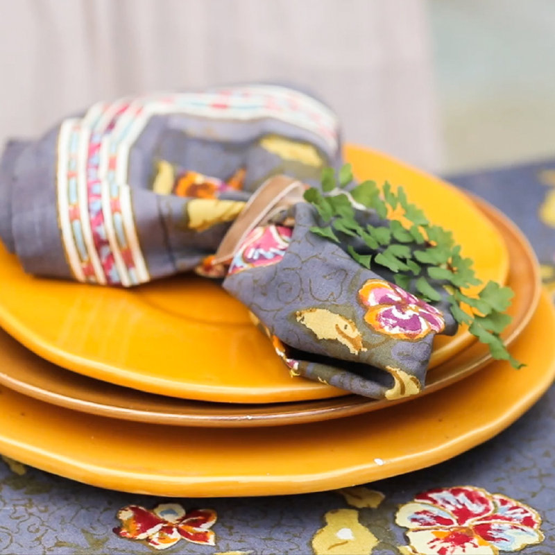 Pansy 100% Cotton Square Napkins, Grey