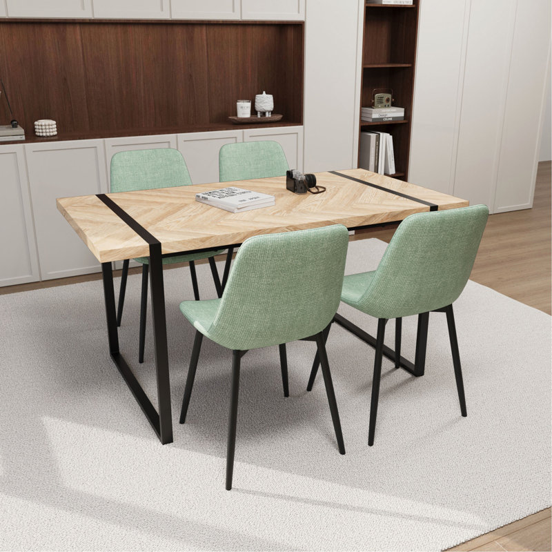 Ensemble de table de salle à manger en MDF et chaise de salle à manger 4 pièces, ensemble de table de salle à manger en bois de style médiéval