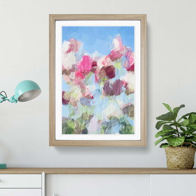 Pink & White Tulip Flowers in Abstract - Picture Frame Painting Print