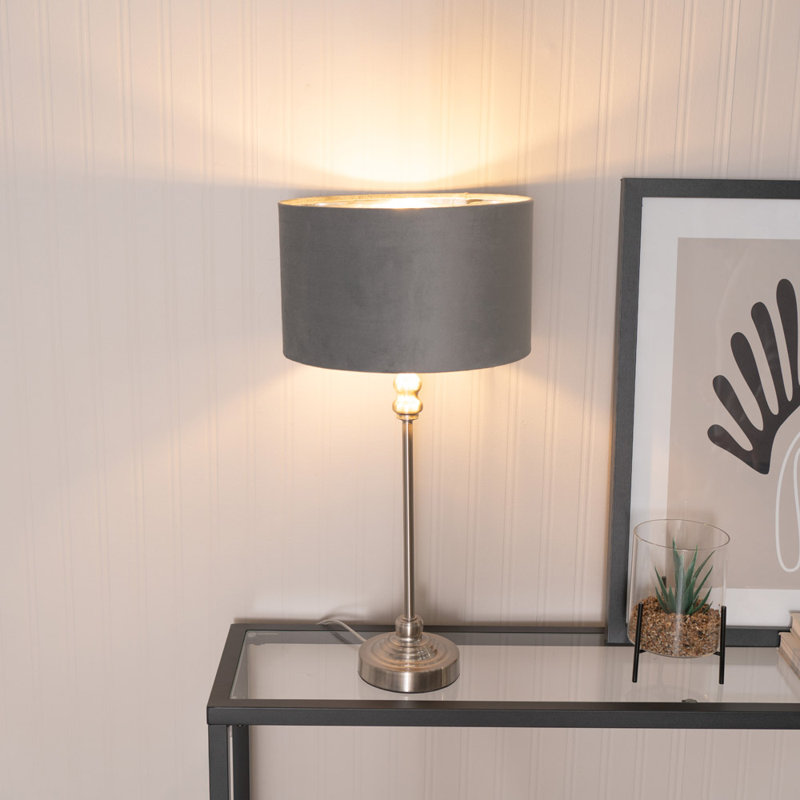 Agetina Metal Table Lamp, Yes, Silver Base/Grey/Chrome Shade