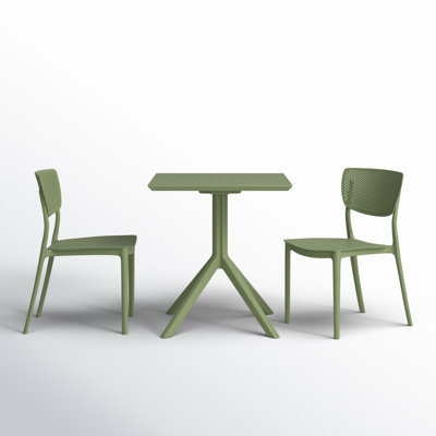 Farrah Square Stackable Plastic 3-Piece Patio Dining Set