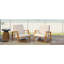Ensemble de 2 chaises longues pour patio, fauteuil club d'extérieur avec coussin beige et structure en bois d'acacia teck