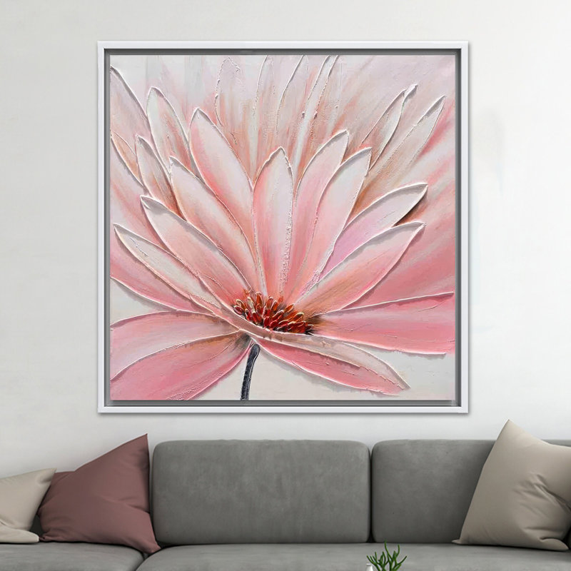 Impression sur toile, "Modern Circle Decor" - Art floral rose, art mural blanc 1P, 15,8 po H x 15,8 po l