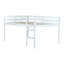 Lit mezzanine double en bois d'hévéa avec échelle - Mobilier de chambre d'enfant robuste et peu encombrant, blanc-544724651