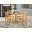 Ensemble de salle à manger 5 pièces à hauteur de comptoir comprenant une table ronde avec piédestal et 4 chaises de cuisine, 36 x 36 pouces, chêne-129846032-129846033