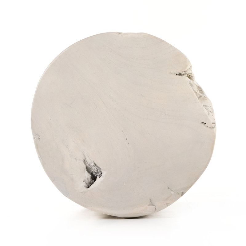 Atrakchi Accent Stool, Teak Stool-Ivory