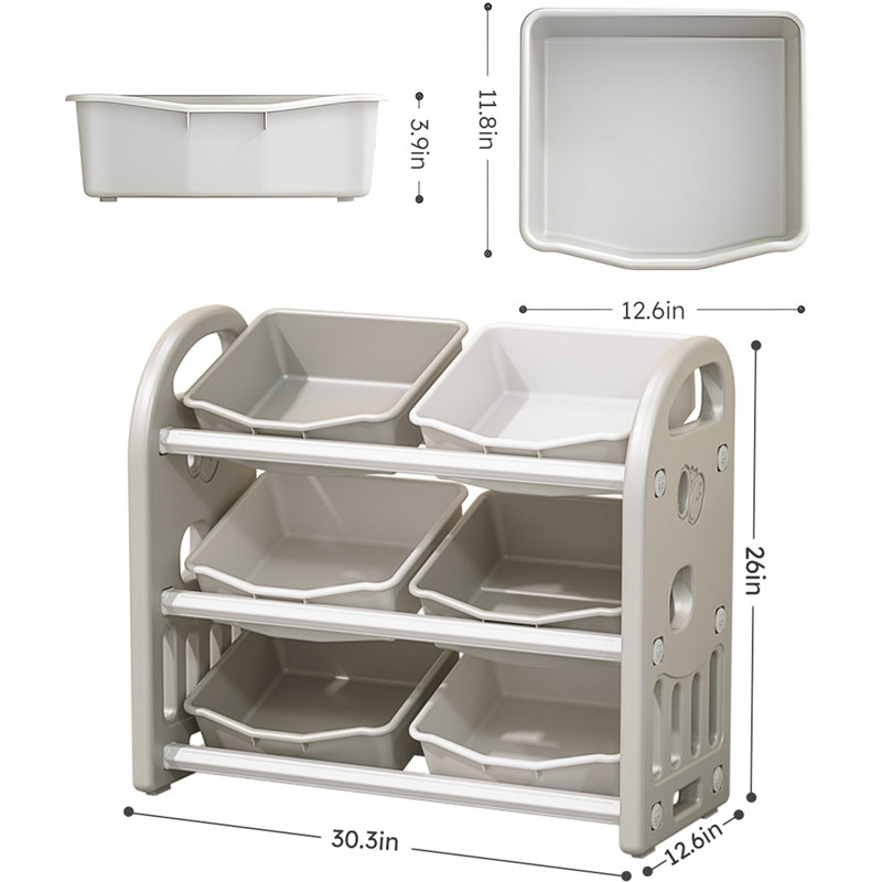 Organisateur de jouets en plastique Alianna, Gris / blanc