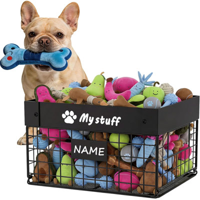 Indestructible Large Dog Toy Basket, Chew-Proof Medium Toy Bin For Dogs, Pet Toy Bin Dog Metal Basket For Toys, Puppy Toy Storage Organizer Blankets, Toy Box For Living Room Area