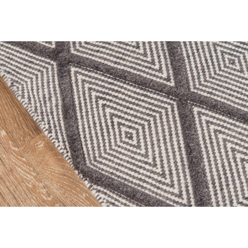Langdon Wool Geometric Area Rug in Charcoal, Rectangle 2' x 3'