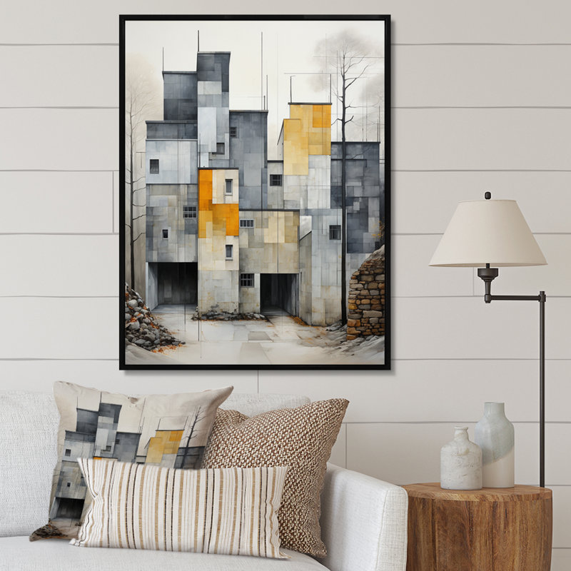 " Winter Warehouse Palette I ", 20" H x 12" W, Black Picture Framed